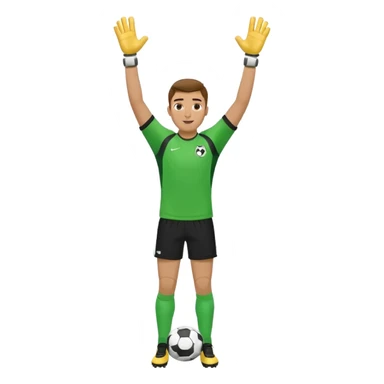 soccer goalkeeper green shirt, shorts football boots arms up sticker