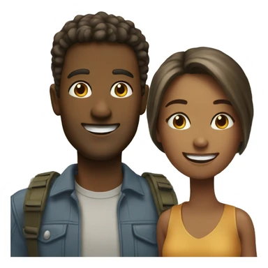 Woman and man smiling outdoors sticker