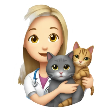 cat cuddles veterinarian girl sticker