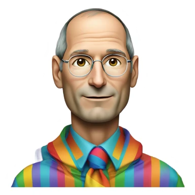 steve jobs wearing a rainbow suit sticker