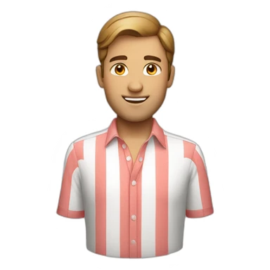 A handsome man wearing a red and white shirt sticker