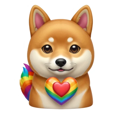 Shiba Jasper rainbow heart sticker