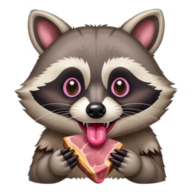 raccoon eating SPAM meat EMOJI  sticker