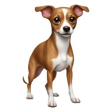 Reddish brown chihuahua whippet mix only white on chest and paws  sticker