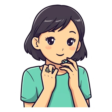 Girl giving a ring sticker