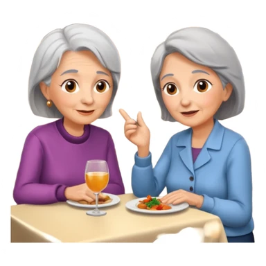 conversación dentro de un restaurant  dos personas y una de las persoans sea una abuela sticker