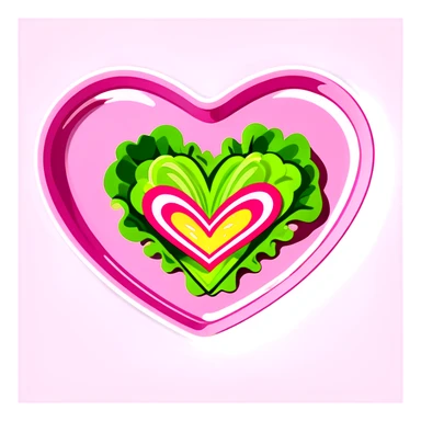 green salad in a pink heart shaped plate   sticker