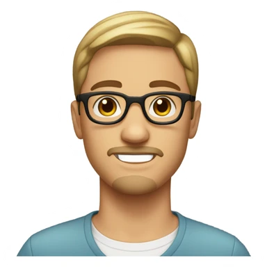 white boy, goatee, straight hair, round glasses, brown eyes sticker
