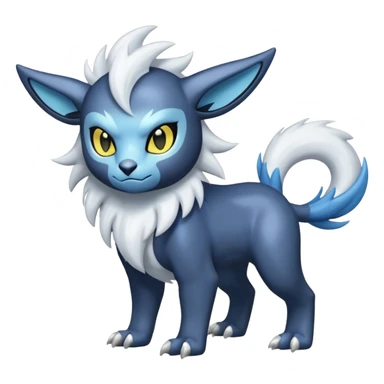White glossy soft silky furry iridesent Absol-Shinx-Luxray-fusion-hybrid, full body sticker