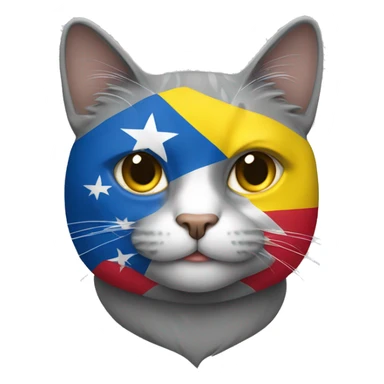 Un gato gris con la Bandera de colombia sticker