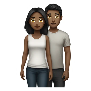 dark hair girl with dark hair boy sticker