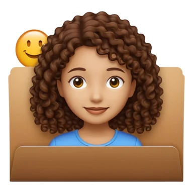 A **simple emoji-style icon** of a **black black black transparent plastic folder**, sleek and minimal, with **rounded corners**, subtle translucency, soft shading, and a **small illustrated logo of a canela-skinned girl with natural curly hair and a warm smile**, simplified and icon-like.
 sticker