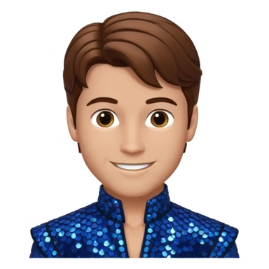 Prince Fiyero from the Wizard of Oz with brown hair, dark blue sequin outfit sticker