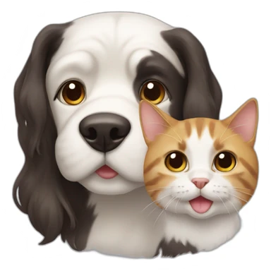 dog and cat in one face sticker