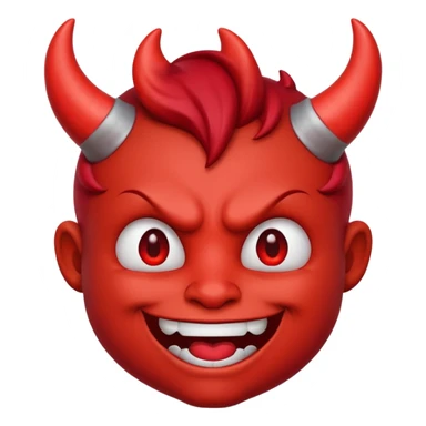 playful emoji face with devil horns, smirking expression, suggestive and cheeky sticker