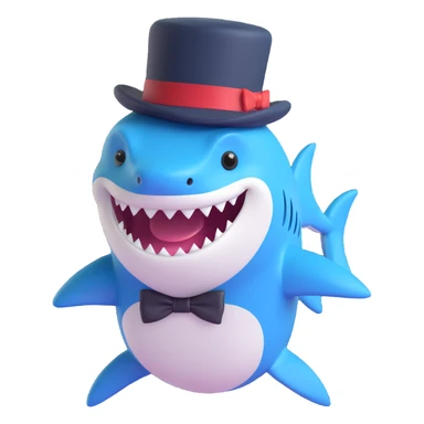 cute shark in a top hat, looking dapper sticker