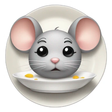 cute sad mouse look at empty plate sticker