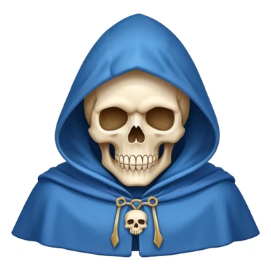 skull wearing blue hood and cloak sticker