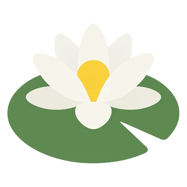 a lilypad with a white lily on it, flat modern vector style sticker