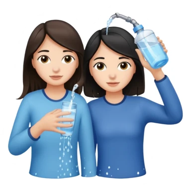 una chica soltando encima de la cabeza de otra chica sticker