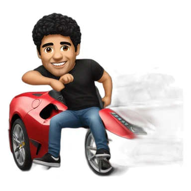 Maradona riding black ferrari car sticker