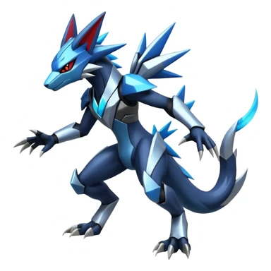 Shiny Futuristic Modern Zeraora-Dialga-Zoroark-fusion sticker