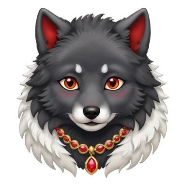 cute black wolf, red eyes with jewellery sticker