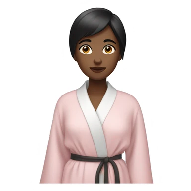 girl with black short hair wearing a light pink robe  sticker