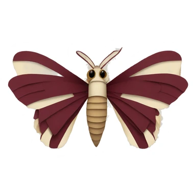 Moth made out of a book, book, newspaper, maroon ribbons sticker