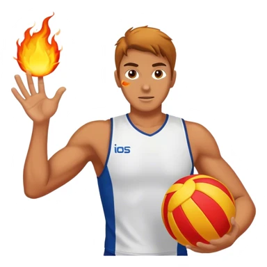 beach volleyball player with fireball sticker