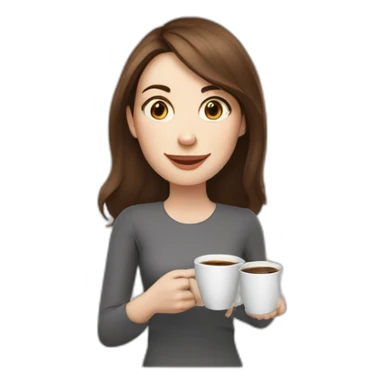 woman with brown hair and pale skin juggling coffee cups and mini laptops sticker