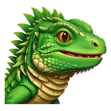 iguana's face with a happy face sticker
