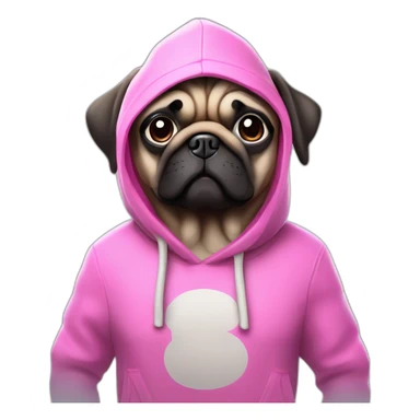 emote hd 3d cartoon sweet masculine crying Dog pug friendly face Fortnite style with wearing high fashion pink Hoodie clothing with no Background sticker