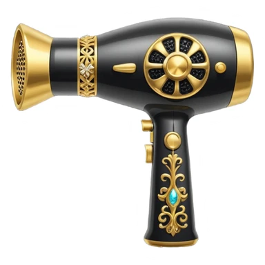 black blow dryer covered in jewelry sticker
