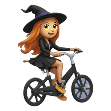 Cute witch riding spin bike sticker