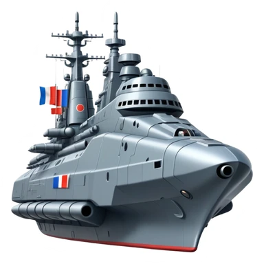 Huge Russian space battleship with prominent flag and missile launchers sticker