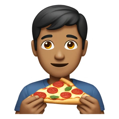 Guy short black hair brown skin eating pizza sticker