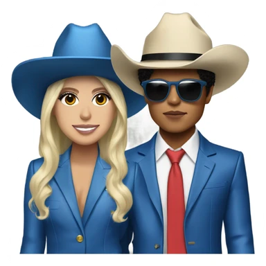 Bruno mars and lady gaga with cowboy hats and blue suits sticker