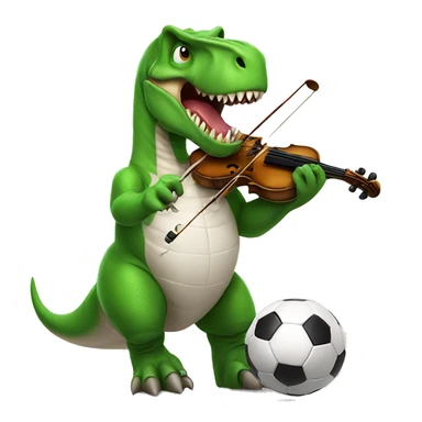 T-rex playing violino and soccer sticker