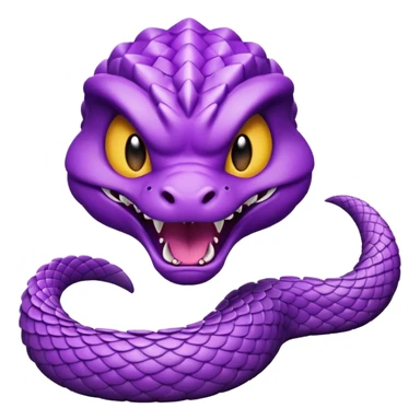  i want a animated emoji with the text "'Lil Viper Mad" with an angry but cute little purple viper spitting sticker