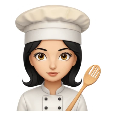 Create a persian girl, black hair, Middle Eastern with lashes  chef🧑‍🍳 emoji, barbie vibes tan skin black long hair with long lashes BADDIE VIBES long black hair and tanned skin dark brown eyes and longer baddie lashes sticker
