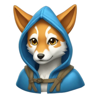 blue hooded kitsune sticker