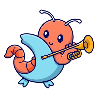 shrimp playing the trumpet sticker
