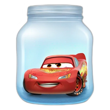 Lightning McQueen in jar drinking white liquid sticker