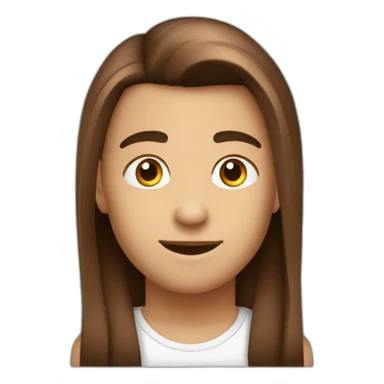 Garçon cheveux long marron lisse sticker