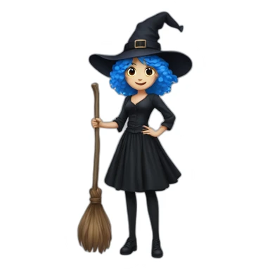 Blue-haired witch in black full skirt full length sticker