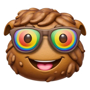 rainbow poop emoji with sunglasses sticker