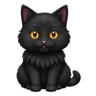 Black fluffy cat  sticker