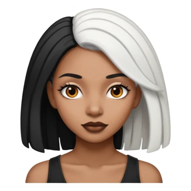 Beautiful black woman with split half black and white hair sticker