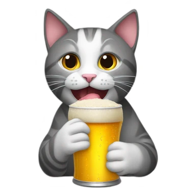 Cat eating beer can sticker